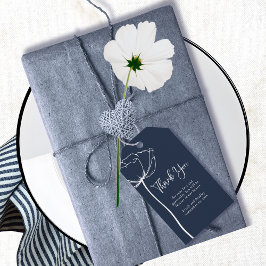 Navy White Minimal Floral Moderne Hochzeit Vielen  Geschenkanhänger