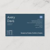 Navy & White Minimalistisch Blueprint Visitenkarte (Rückseite)