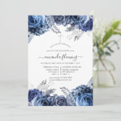 Navy & White mit Bestätigung der Silberfräse Einladung (Stehend Vorderseite)