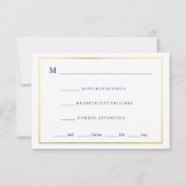 Navy & White mit Imitats Gold Wedding RSVP Card Karte (Rückseite)