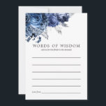 Navy & White mit Silver Foil Floral Bridal Beratun Hinweiskarte<br><div class="desc">Navy und Weiß Blume Brautparty Ratschläge für zukünftige Karten mit Silberakzenten.</div>