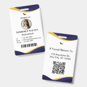 Navy & White Modern Personalized ID Card Ausweis (Front & Back)