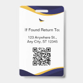 Navy & White Modern Personalized ID Card Ausweis (Back)