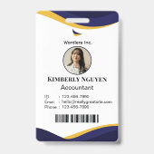 Navy & White Modern Personalized ID Card Ausweis (Front)
