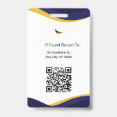 Navy & White Modern Personalized ID Card Badge Ausweis (Rückseite)