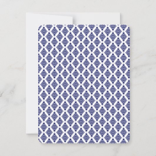 Navy/White Monogram Note Card Mitteilungskarte (Rückseite)