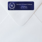 Navy-White-Monogramm-Kranz-Rücksendeadresse