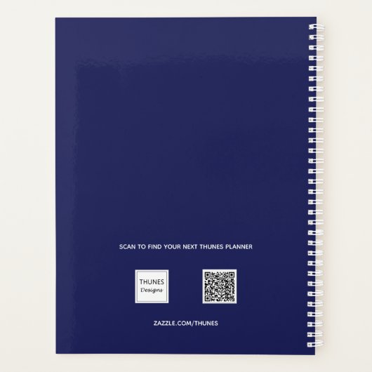 Navy-White-Monogramm-Name 2023 Planer (Rückseite)