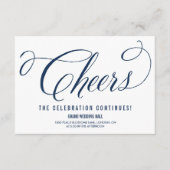 Navy & White Mr. & Mrs. Elegant Script Empfang Begleitkarte (Vorderseite)