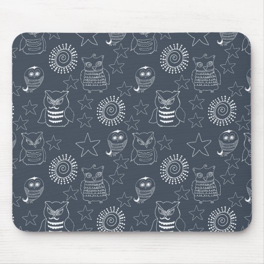 Navy White Owls Mousepad (Vorne)