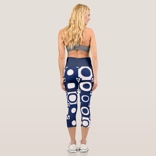 Navy White Pattern High Waisted Capris (Rückseite)