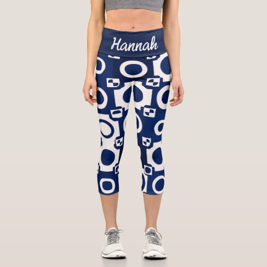 Navy White Pattern High Waisted Capris (Vorderseite)