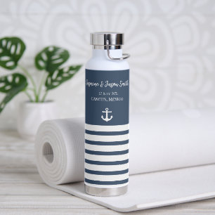Navy White Personalisiert Hochzeit in Urlaubsort G Trinkflasche
