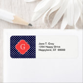 Navy White Polka Dot Coral Quatrefoil Monogram (Insitu)