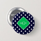 Navy White Polka Dot Emerald Quatrefoil 3 Button (Vorne & Hinten)