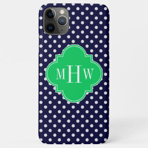 Navy White Polka Dot Emerald Quatrefoil 3 Case-Mate iPhone Hülle