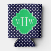 Navy White Polka Dot Emerald Quatrefoil 3 Dosenkühler (Vorderseite)