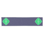 Navy White Polka Dot Emerald Quatrefoil 3 Kurzer Tischläufer (Horizontal)