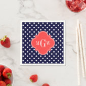 Navy White Polka Dots Coral Quatrefoil 3 Serviette (Beispiel)