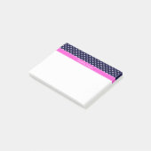 Navy White Polka Dots Hot Pink Ribbon Monogram Post-it Klebezettel (angewinkelt)