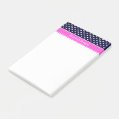 Navy White Polka Dots Hot Pink Ribbon Monogram Post-it Klebezettel (angewinkelt)
