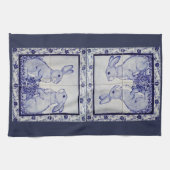 Navy White Rabbit Tile Kitchtuch Dedham Blue Handtuch (Horizontal)