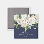 Navy & White Roses Brautparty Fvor Magnet (Vorderseite/Rückseite)