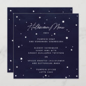 Navy/White Scatted Stars Square/Round Halloween Menükarte (Vorne/Hinten)
