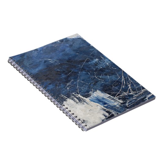Navy White Scratch Texture Abstrakt Notebook Notizblock (Rechte Seite)