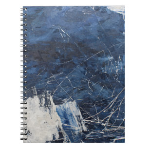 Navy White Scratch Texture Abstrakt Notebook Notizblock
