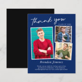 Navy White Script 3 Foto Abschluss Vielen Dank (Vorne/Hinten)