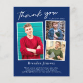 Navy White Script 3 Foto Abschluss Vielen Dank (Vorderseite)