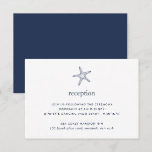 Navy & White Seestern-Empfangskarte Einladung