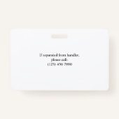 Navy White Service Dog 3 Logo & Foto ID Abzeichen Ausweis (Rückseite)