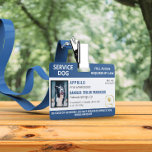 Navy White Service Dog Logo und Foto-ID Ausweis<br><div class="desc">Horizontales Service-Hund ID Abzeichen in marineblau und weiß mit Platz für ein Foto des Service-Hundes und ein Logo. Geben Sie Namen,  Titel und Registrierungsnummer ein. Fügen Sie auch den Namen des Handlers und die Kontaktinformationen hinzu.</div>
