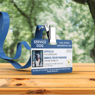 Navy White Service Dog Logo und Foto-ID Ausweis
