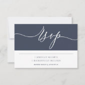 Navy White Simple Minimalistisch Modern Wedding RSVP Karte (Vorderseite)