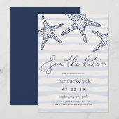 Navy & White Starfish Save the Date (Vorne/Hinten)