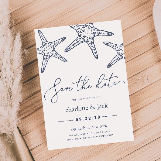 Navy & White Starfish Save the Date