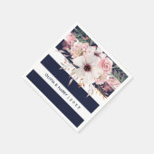 Navy White Stripes Blumenzwiebelpapier Napkin Serviette (Ecke)