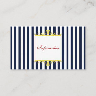 Navy, White Stripes mit Gelben Scrolls Info Card Begleitkarte