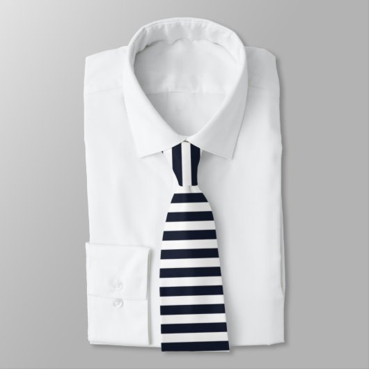Navy White Stripes Muster elegant Krawatte (Gebunden)