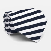 Navy White Stripes Muster elegant Krawatte (Gerollt)