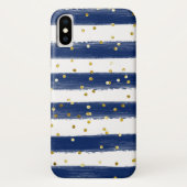 Navy, White Strips, Gold Confetti Cell Case (Rückseite)