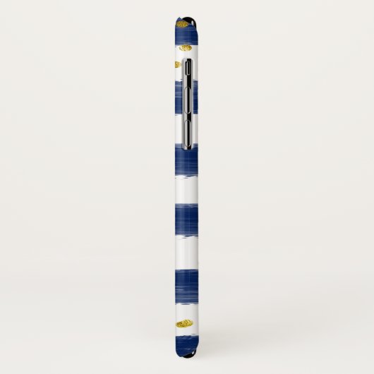Navy, White Strips, Gold Confetti Cell Case (Hinten/Links)