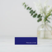 Navy White Translator Business Cards Mini Visitenkarte (Stehend Vorderseite)
