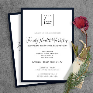 NAVY & WHITE VELVET SILKEN SIE IHRE LOGO WORKSHOP- EINLADUNG