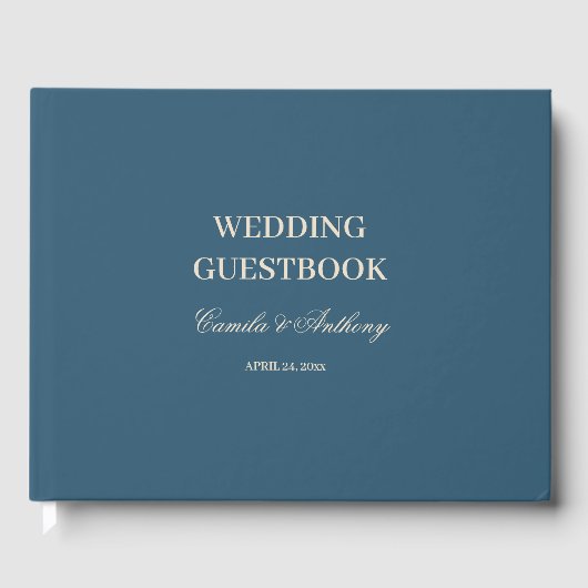 Navy White Wedding Gästebuch (Vorderseite)