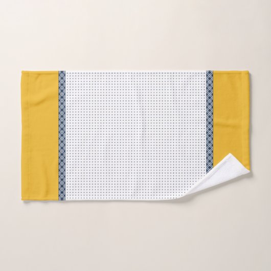 Navy White Yellow Eastern Geometric Muster Badhandtuch Set (Handtuch)