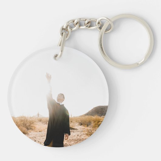 Navy & White Your Name Foto 2023 Abschluss Geschen Schlüsselanhänger (Rückseite)